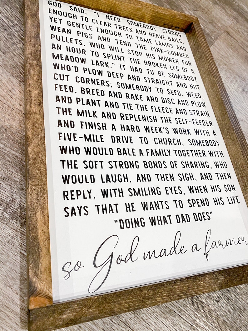 So God Made a Farmer Farmer Sign Paul Harvey Poem Book | Etsy