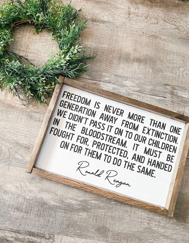 Patriotic Wall Art Ronald Reagan Quote Freedom Military Etsy
