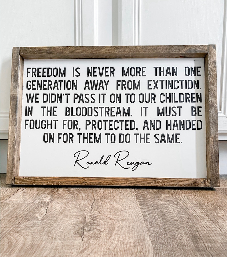 Patriotic Wall Art Ronald Reagan Quote Freedom Military Etsy