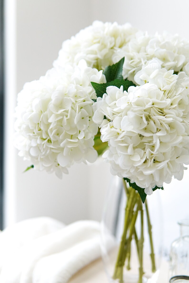 Single Large Hydrangea Stem Artificial White Hydrangeas Faux Etsy