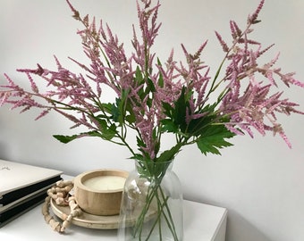 Set of 3 Faux Pink Astilbe. Faux Pink Bouquet Stems. Faux Pink Flowers
