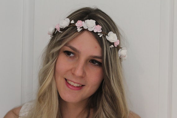 Boda pelo joyas flexible novia joyas diadema flor rosa cristal clara