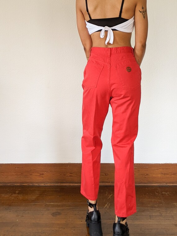 Vintage 90s Moschino High Rise Denim Jeans | Red D