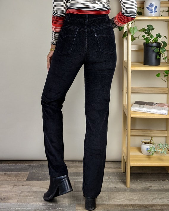 70s 30W Levi's Black Corduroy High Rise Pants