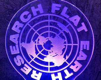Flat Eearth Led Lamp | Research Flat Earth | Changing Colors I Gift for Flat Earther (FILLED)