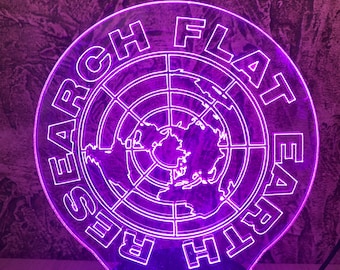Flat Eearth Led Lamp | Research Flat Earth | Changing Colors I Gift for Flat Earther (UNFILLED)