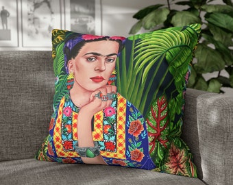Cushion Pillowcase Frida Khalo Mexican Art bright colourful pillow cover Home decor Housewarming gift for artist Boho maximalist decor
