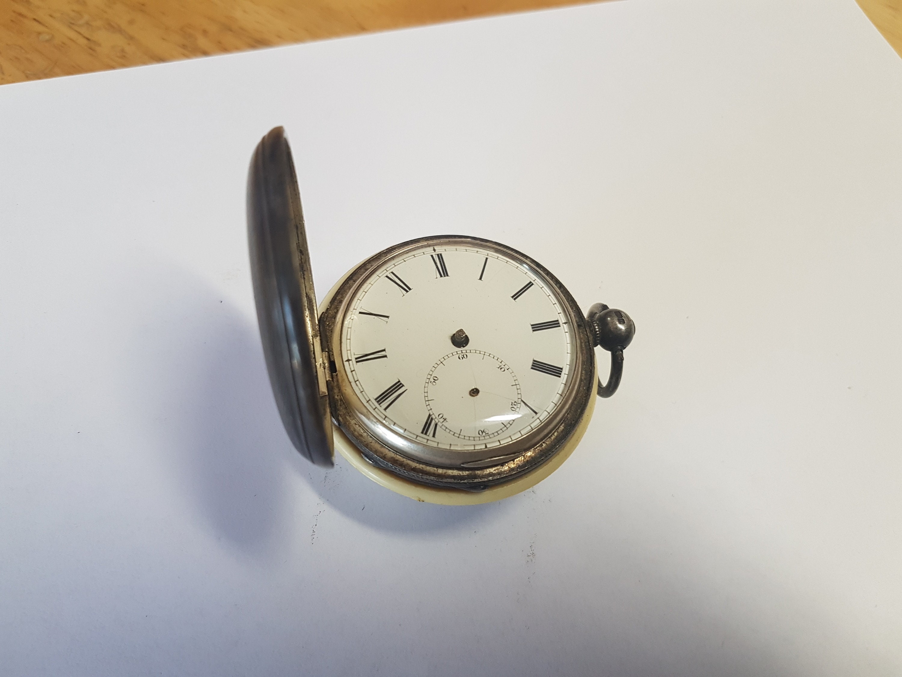 1851 Josh Johnson Fusee Lever Sterling Silver Pocket Watch, Pre Owned/Used