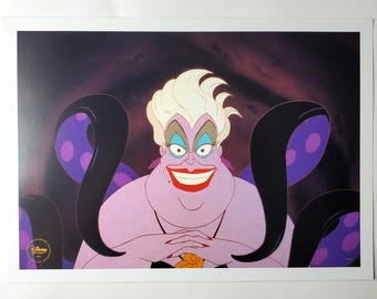 The Little Mermaid Lithograph Ursula Villain Octopus Sea Witch Cecaelian Authentic Disney Store Print 11x14