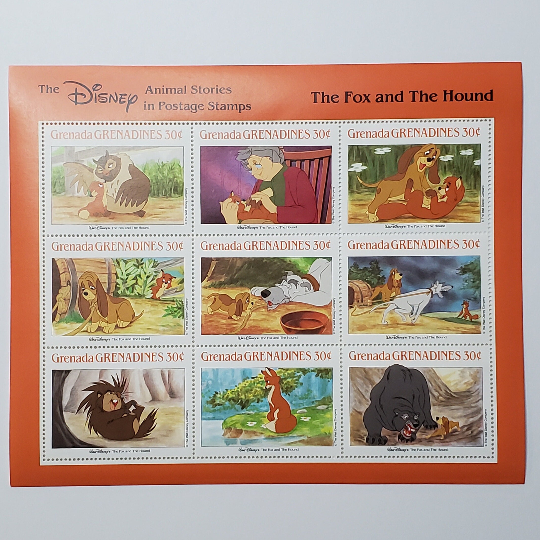 The Fox and the Hound Postage Stamps Disney Full Sheet Grenada Etsy