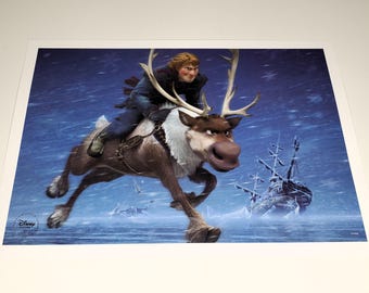 Frozen Lithograph Kristoff Sven Authentic Disney Store Exclusive Commemorative Print 10x14