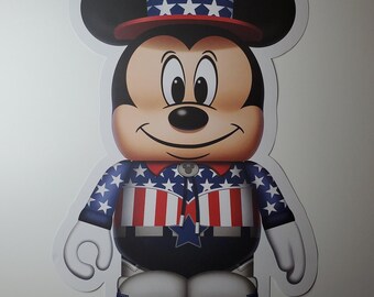 Póster auténtico de Mickey Mouse de Disney, litografía de 13x18 pulgadas, 4 de julio, Tío Sam, estrellas y rayas, bandera de Estados Unidos.