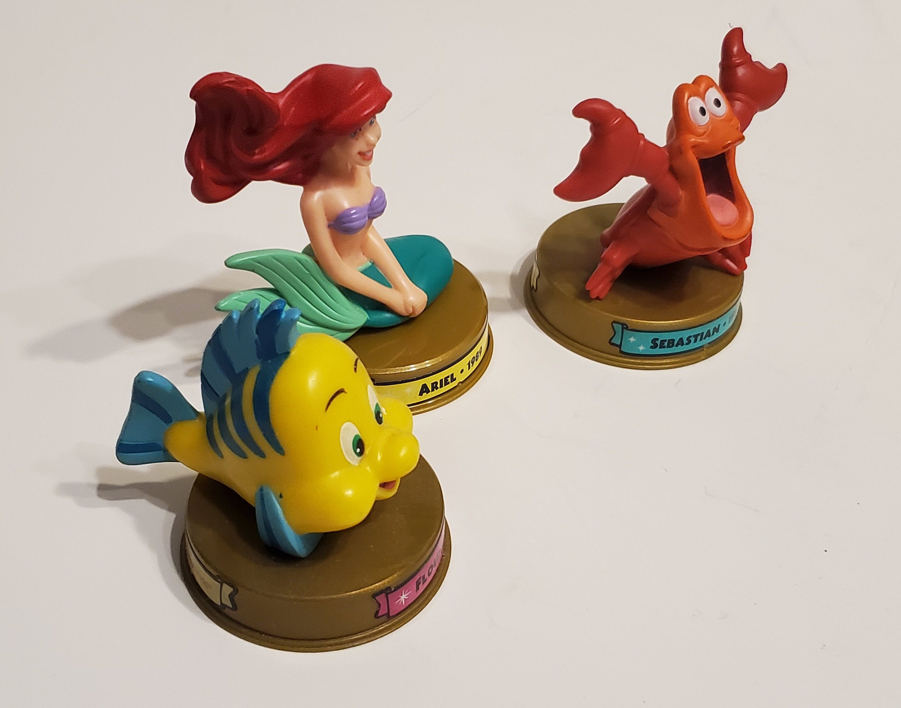 The Little Mermaid Figurines Ariel Sebastian Flounder Etsy