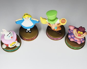 Alice in Wonderland Figurines Mad Hatter Cheshire Cat White Rabbit Disney 100 Years of Magic Celebration McDonald's Happy Meal Cake Topper