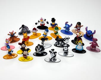 Nano Metalfigs Diecast Metal Figures Disney Jada 1.5" Minifigures Cake Topper Alice in Wonderland Steamboat Willie Peg Leg Pete Lilo Stitch
