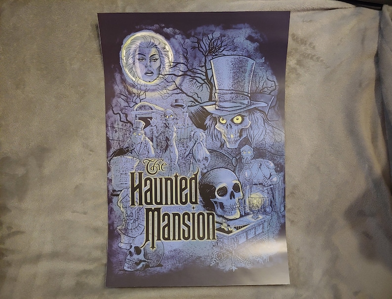 Disneyland Poster Haunted Mansion Attraction Disney World Decor UNFRAMED