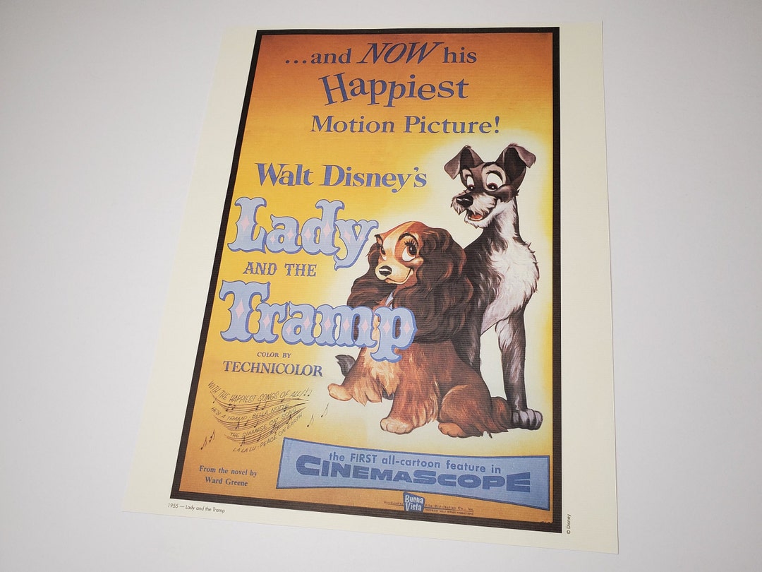 Lady and the Tramp Poster Authentic Disney Movie Print Art 11x14 Lithograph - Etsy