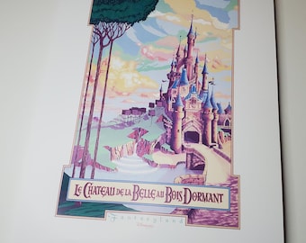 Le Chateau de la Belle au Bois Dormant Disney Sleeping Beauty Castle Poster Officially Licensed Euro Disneyland Paris Fantasyland Lithograph