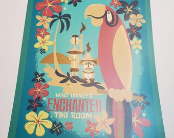 Walt Disney&#39;s Enchanted Tiki Room Attraction Poster Authentic Disney Poster Art Adventureland 11x14 Lithograph