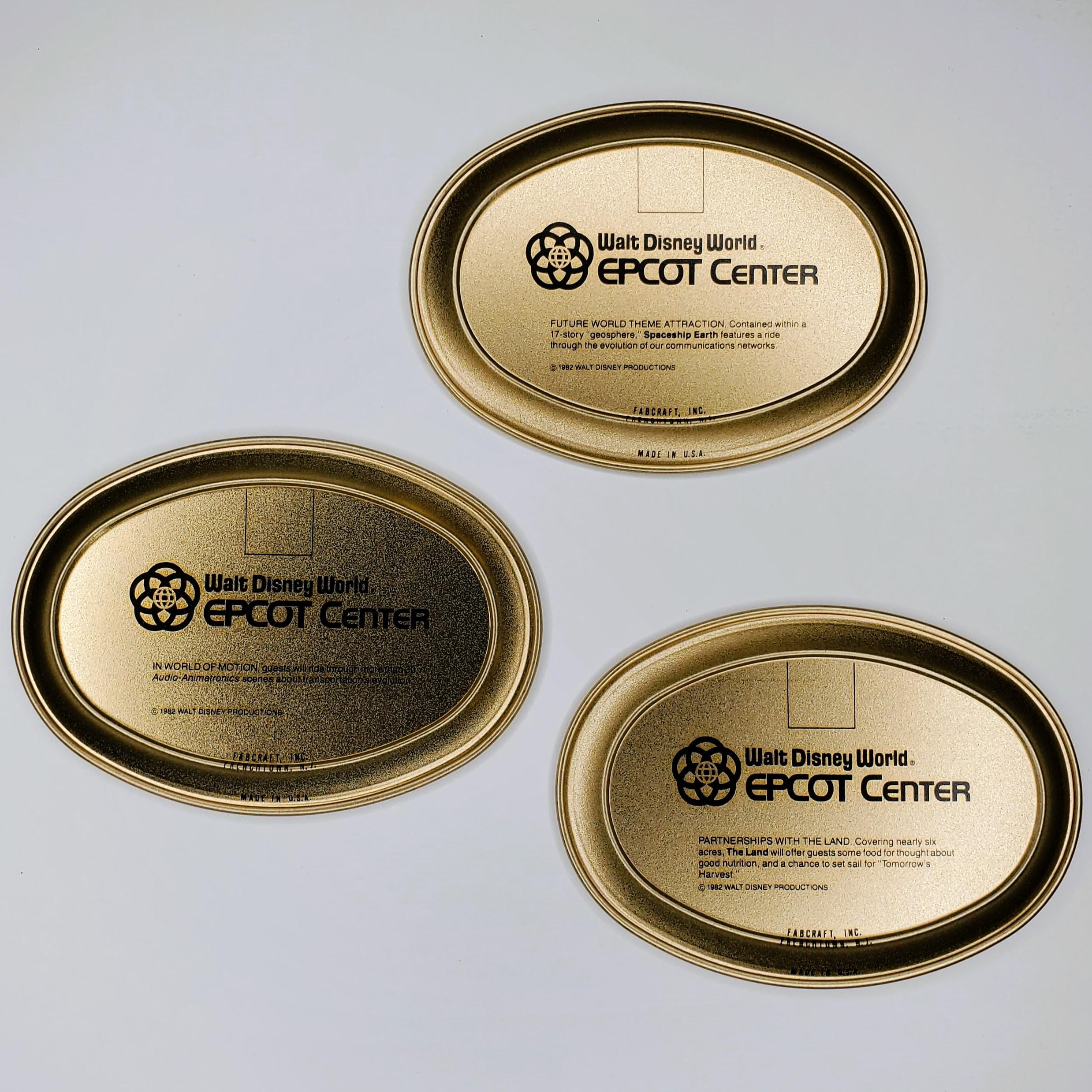 Epcot Center Metal Souvenir Trays Walt Disney World 1982 Spaceship