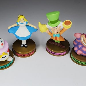 Alice in Wonderland Figurines Mad Hatter Cheshire Cat White Rabbit Disney's 100 Years of Magic Celebration McDonald's Happy Meal Cake Topper