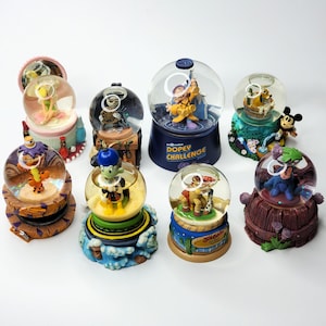 Disney Mini Snow Globes Mickey Mouse Dopey Tigger Eeyore Jack Skellington Donald Duck Tinkerbell Jessie Bullseye Pluto Toy Story Snowglobe