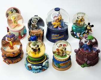 Disney Mini Snow Globes Mickey Mouse Dopey Tigger Eeyore Jack Skellington Donald Duck Tinkerbell Jessie Bullseye Pluto Toy Story Snowglobe