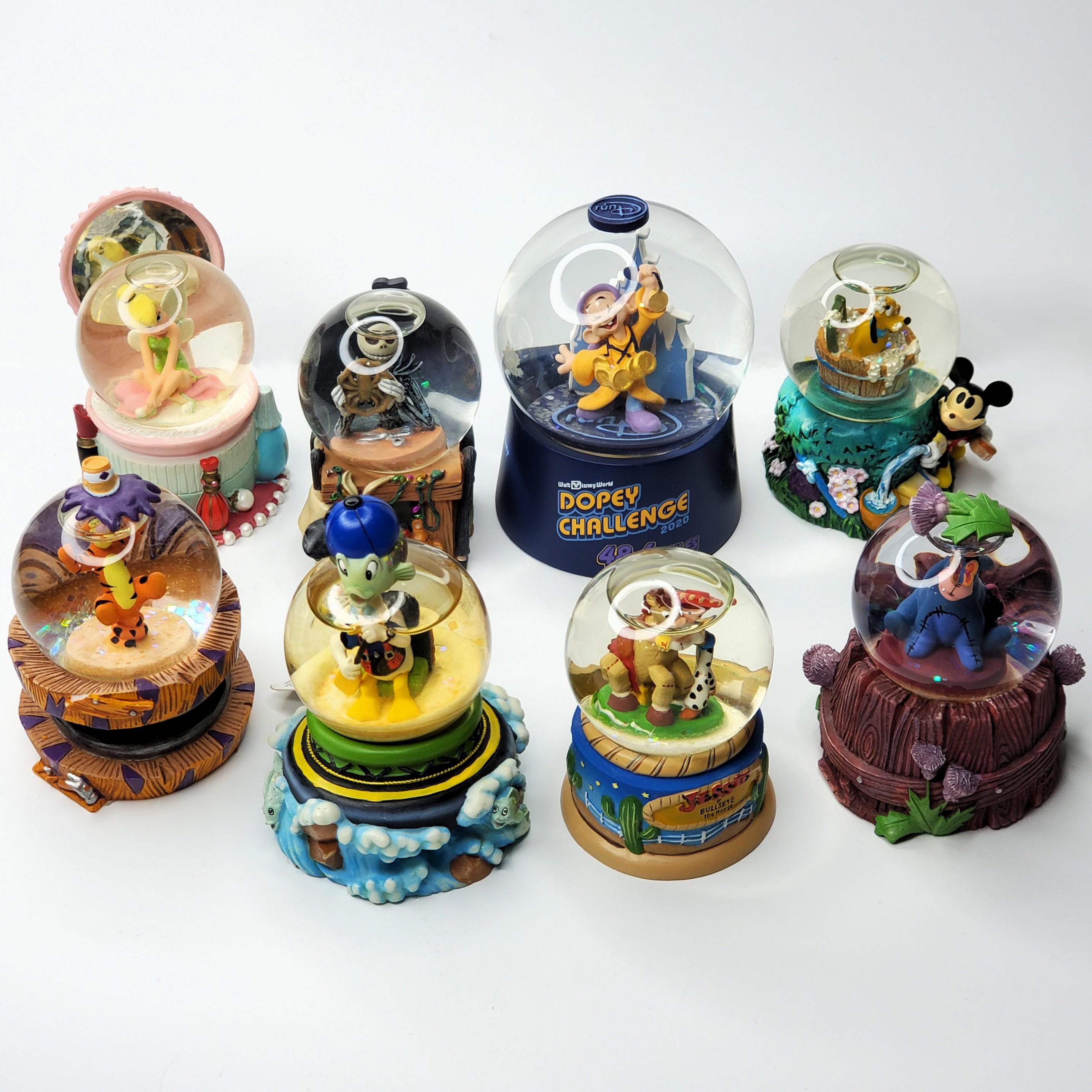 Disney Mini Snow Globes Mickey Mouse Dopey Tigger Eeyore Jack