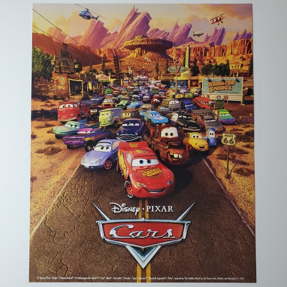 Cars Lithograph Authentic Pixar Disney Mini One Sheet Movie Poster  Lightning McQueen Mater 8x10 Doc Hudson Sally Luigi Radiator Springs