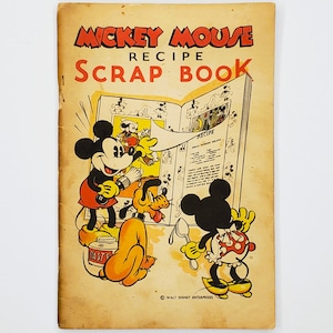 1930s Mickey Mouse Recipe Scrap Book Vintage Cookbook Disney Pluto Minnie Mouse Cooking Baking Chef Cook Kitchen