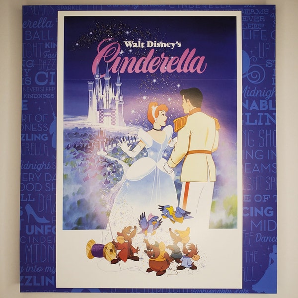 Walt Disney's Cinderella Movie Poster Authentic Disney Poster Art 11x12.5 Lithograph Prince Charming Jaq Gus Cinderella Castle Princess