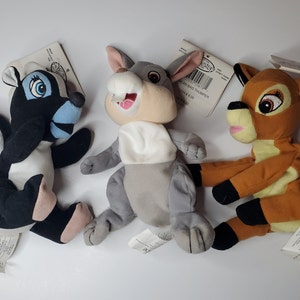 Bambi Thumper Flower 7 Inch Beanbag Plush Original Tags Disney Store Beanie Disney Store