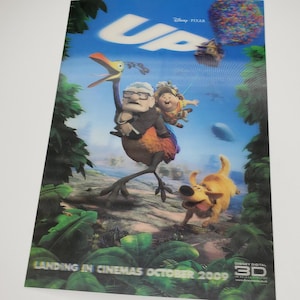Póster 3D UP Disney Pixar, póster lenticular de la película Carl Russell Dug Kevin, 8 x 12 pulgadas