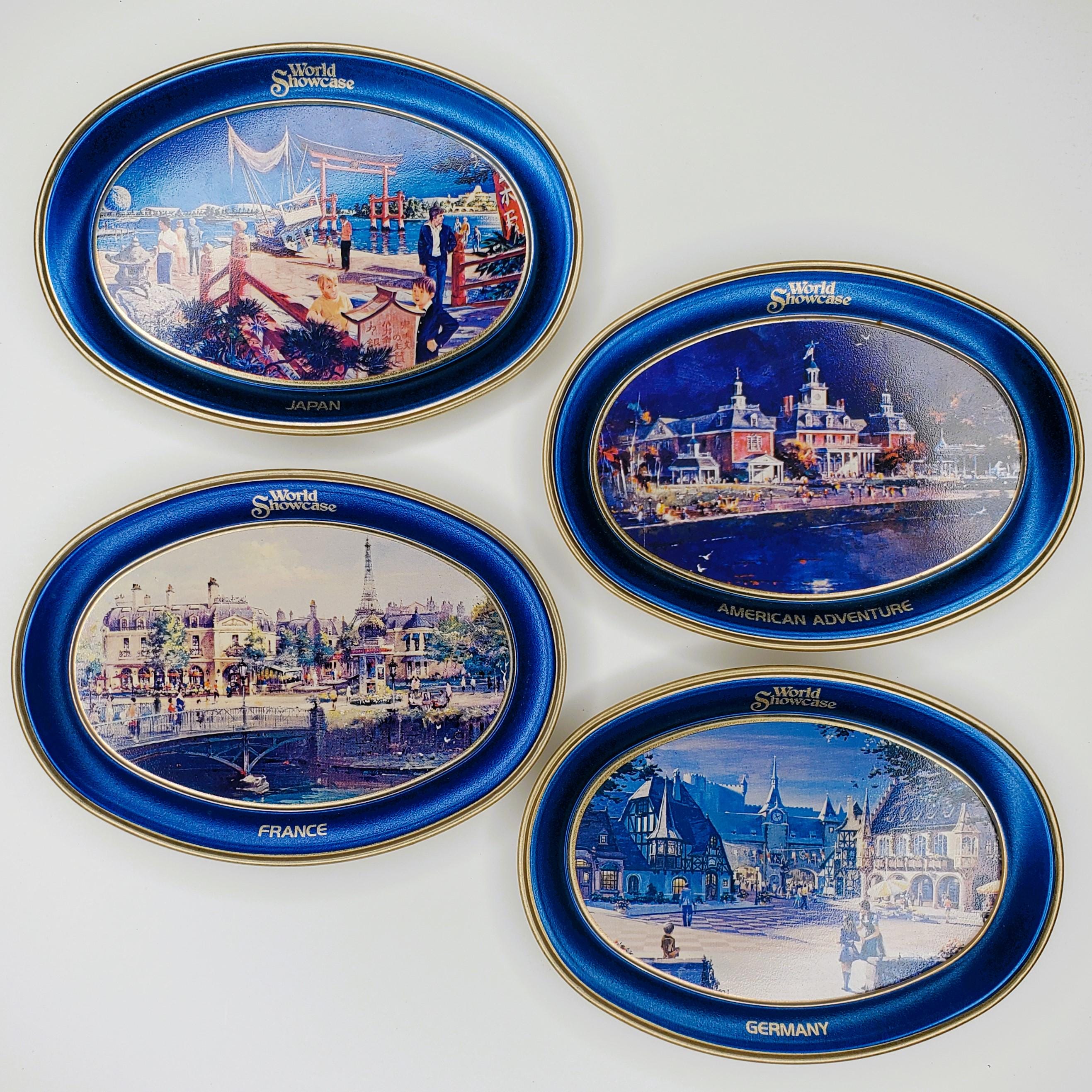 Epcot Center Metal Souvenir Trays Walt Disney World 1982 Spaceship