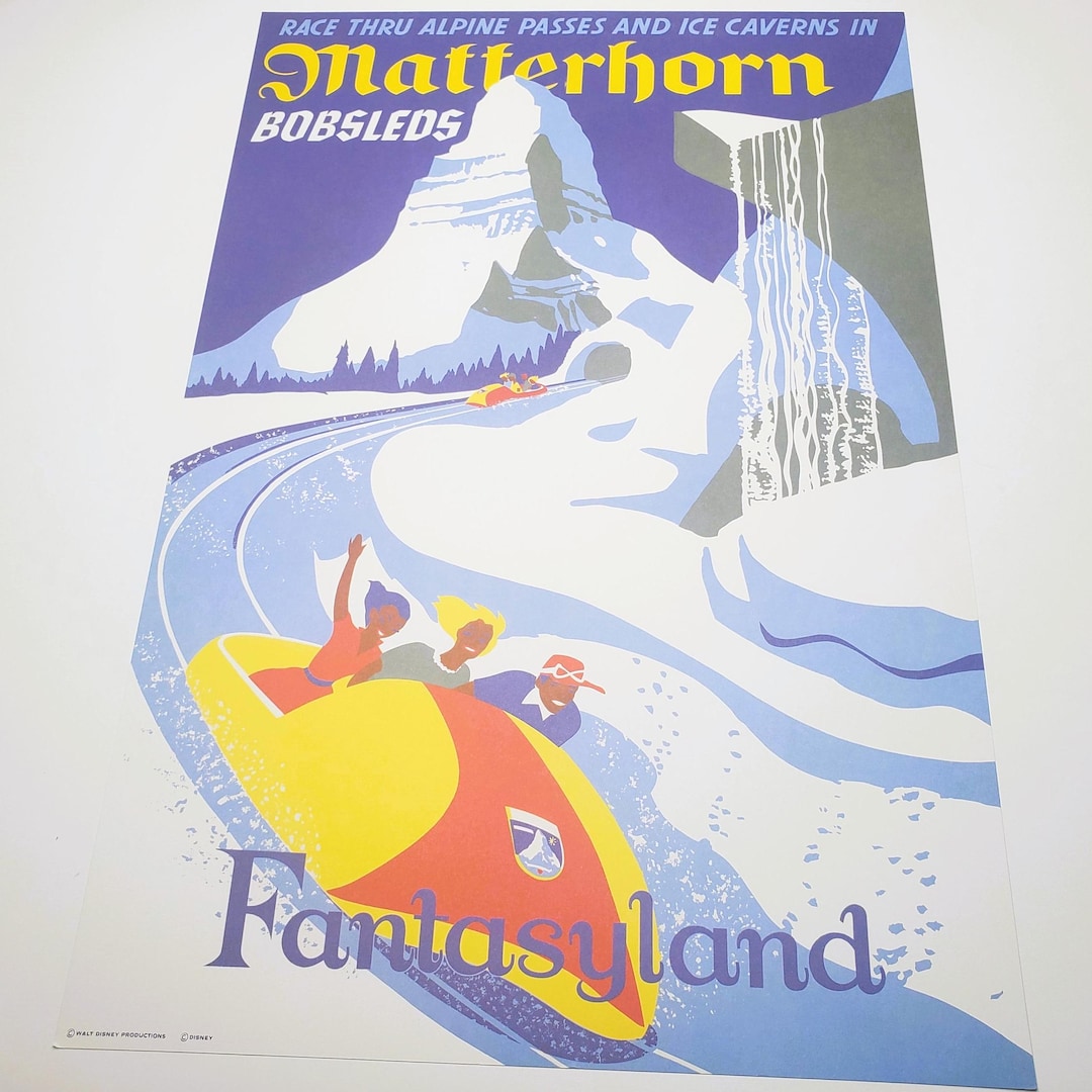 Matterhorn Bobsleds Poster Authentic Disney Lithograph Print