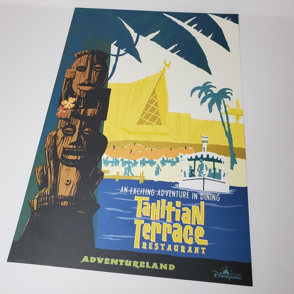 Tahitian Terrace Restaurant Attraction Poster Authentic Disney Poster Art Hong Kong Disneyland Adventureland 12x18 Lithograph Tiki Room