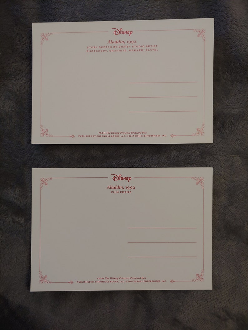 Aladdin Postcards from the Disney Princess Postcard Collection Lot of 2 New and Unused