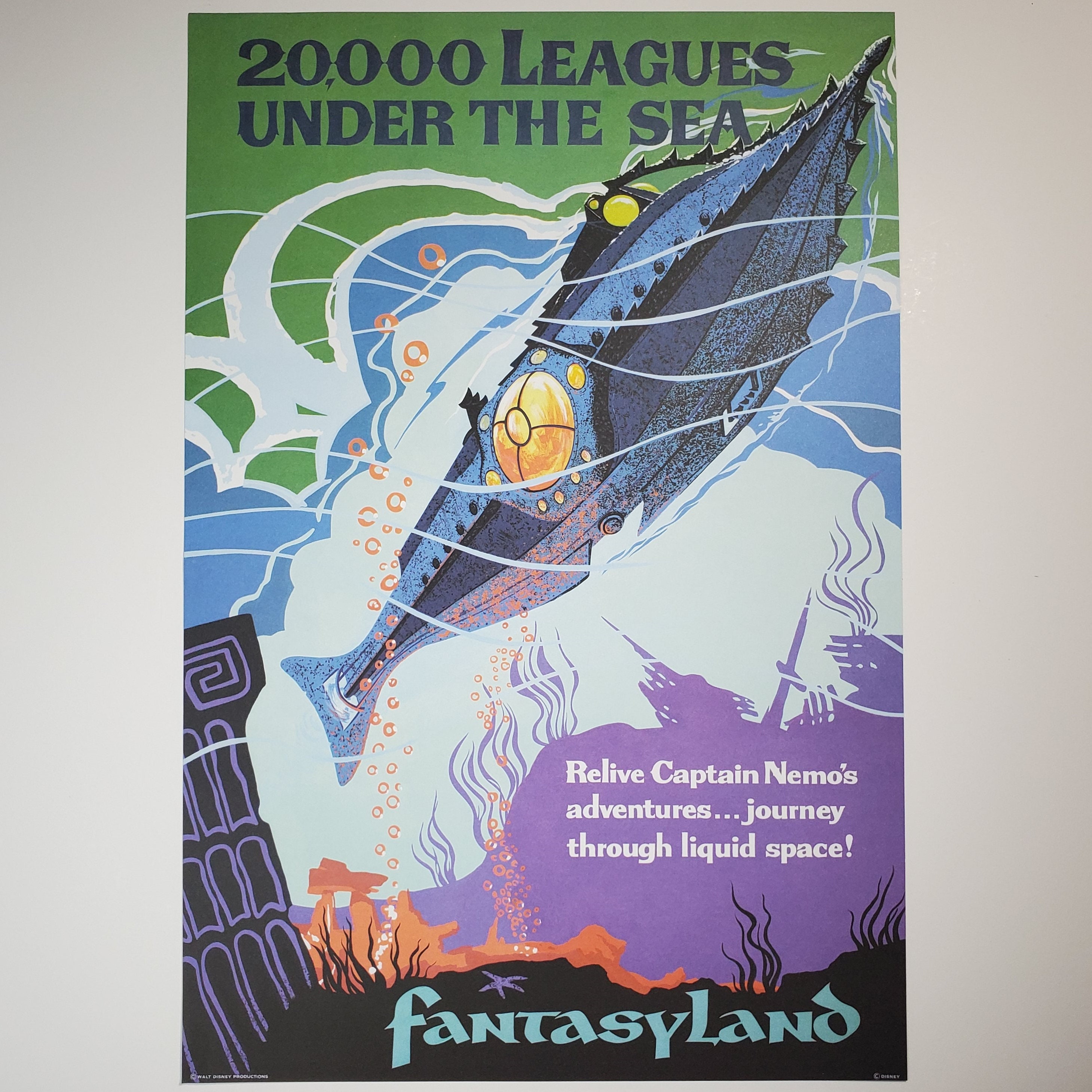 20,000 Leagues Under the Sea Poster Art Authentic Walt Disney