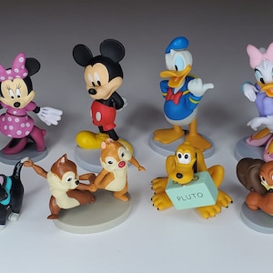Disney Animator&#39;s Deluxe Figures Mickey Mouse Donald Duck Minnie Mouse Pluto Daisy Duck Chip and Dale Figaro Fifi Vinyl PVC Cake Topper