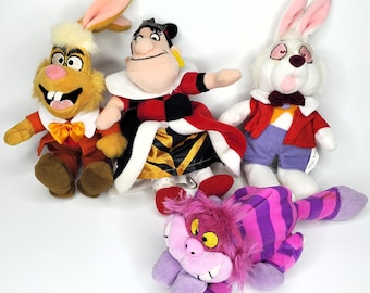 Alice in Wonderland Bean Bag Plush Disney White Rabbit Queen of Hearts Cheshire Cat Mad Hatter March Hare Stuffed Animal Beanie Baby Tweedle