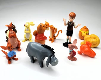 Winnie the Pooh Figures Disney Vinyl PVC Cake Topper Minifigs Miniature Tigger Eeyore Piglet Kango Roo Rabbit Christopher Robin Owl Hunny