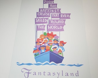 it's a small world Poster Authentic Disney Lithograph Print Disney World Fantasyland Magic Kingdom 12x18 Mary Blair