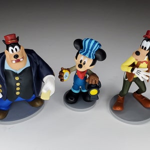 Disney Animator&#39;s Deluxe Figures Railroad Series Mickey Mouse Pegleg Pete Goofy Vinyl PVC Cake Topper Train Locomotive Conductor Engineer