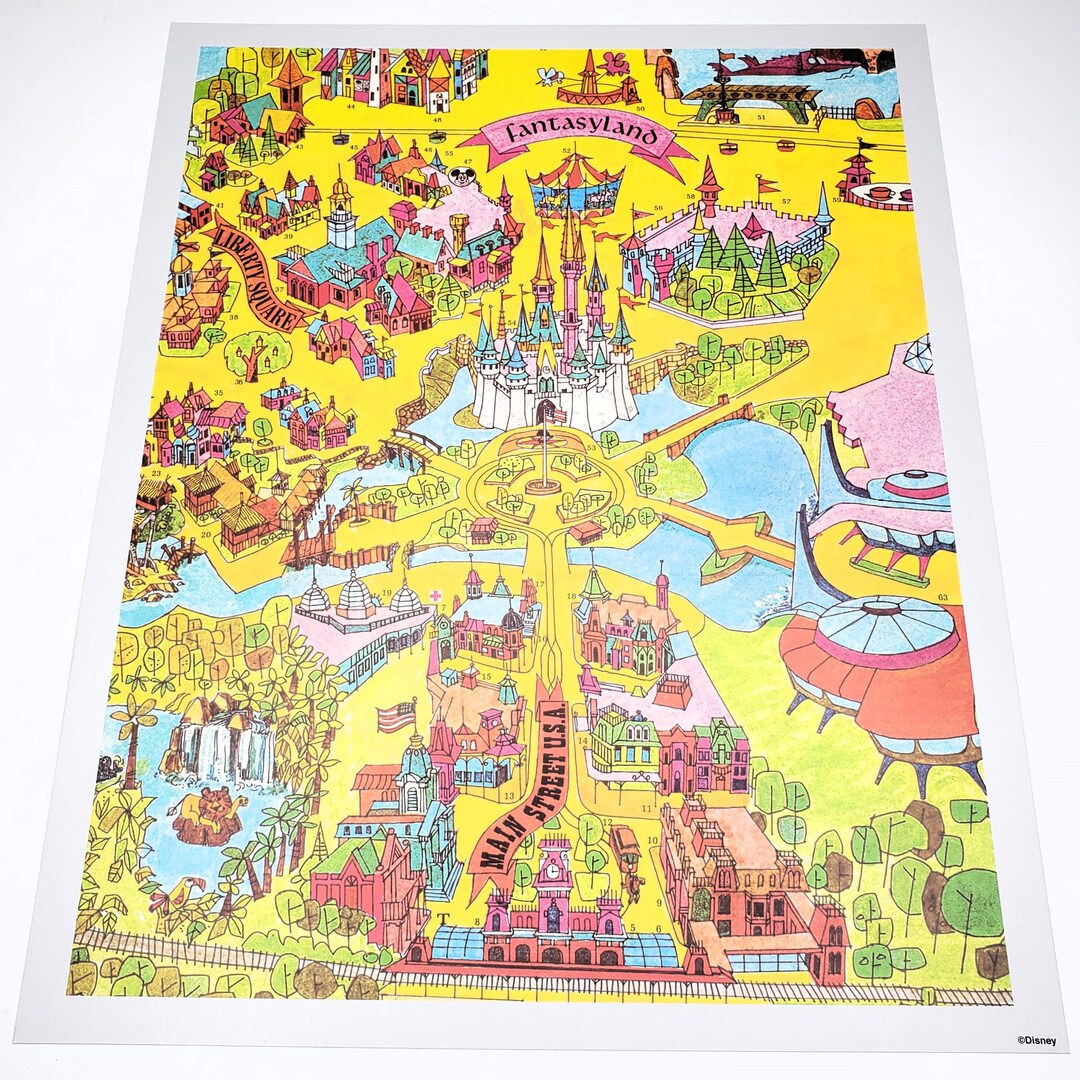 Magic Kingdom Map Poster Walt Disney World 50th Anniversary Authentic ...