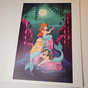 Ann Shen Peter Pan Mermaid Lagoon Disney Poster Art 11x14 Lithograph Neverland