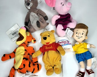 Tigger Piglet Gopher Peluche de Winnie the Pooh Disney Store Parks Beanie A.A. Milne Shepard Tags Beanbag Peluche de animal de peluche 8" 9"