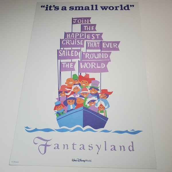 it's a small world Poster Authentic Disney Attraction Art Walt Disney World Fantasyland Magic Kingdom 12x18 Lithograph Mary Blair
