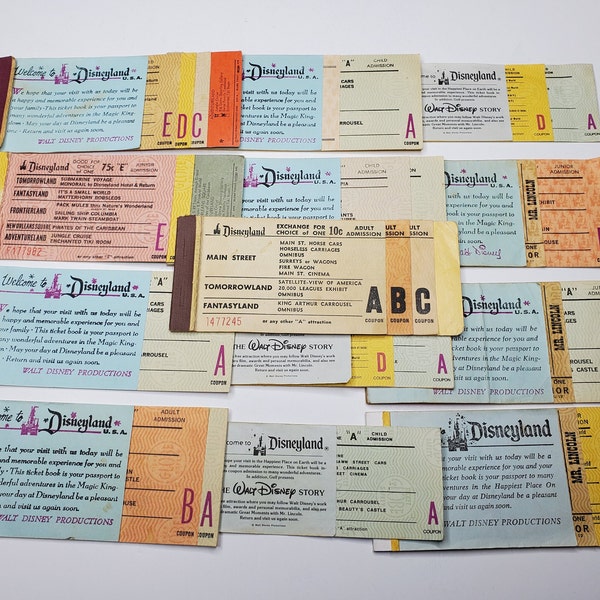 Vintage Disneyland Ticket Books Disney E-Ticket E Ticket Magic Kingdom 1957 1958