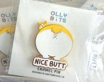 Pin de esmalte duro con forma de perro Corgi (1,5")