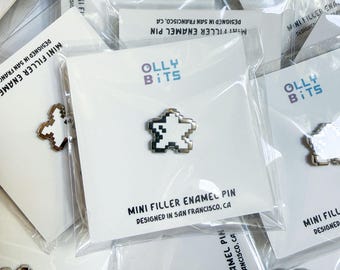 Mini pin de esmalte Pixel Star blanco (plateado) (0,5")